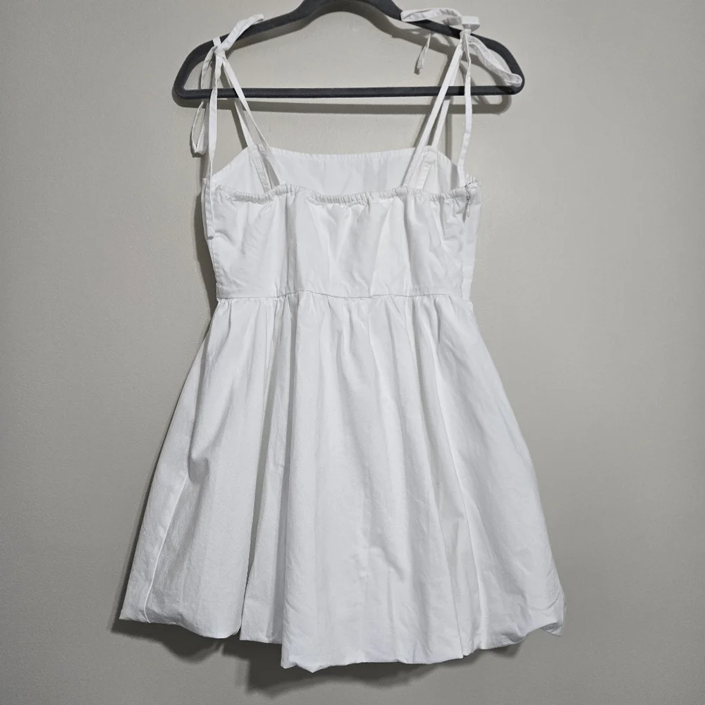 Oak + Fort White Bubble Hem Mini Dress Cotton Size M - Picture 5 of 13